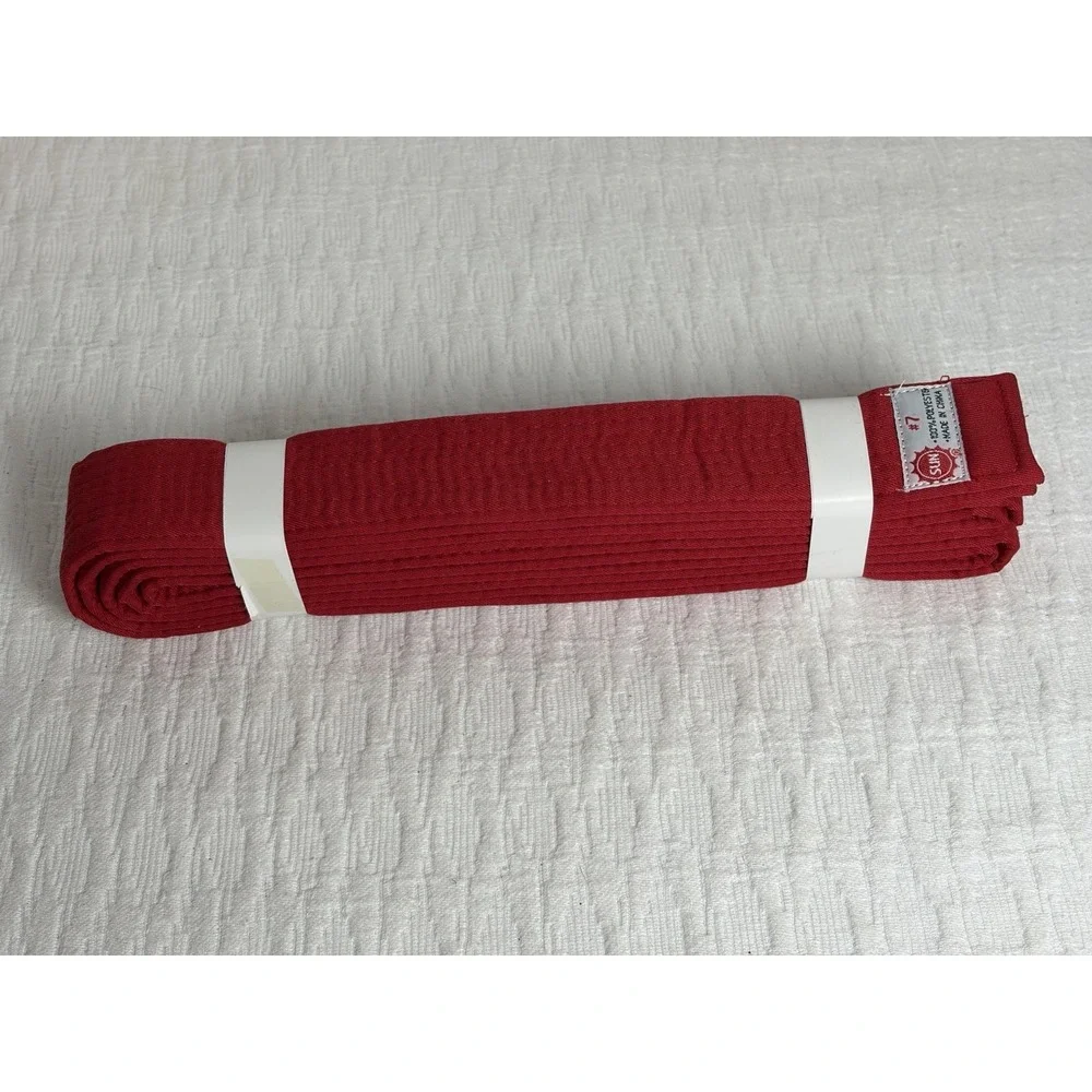 Sun Martial Arts # 7 Belt Double Wrap, Red, 1.5 In